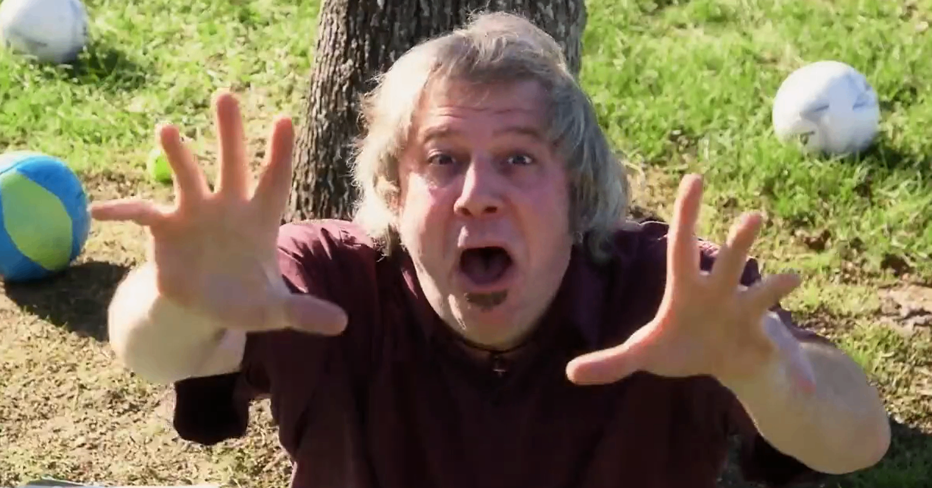 Mark X Laskowski in a comedic outdoor performance